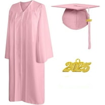 Misscom Matte Graduation Cap Gown Set with 2025 Tassel for High School and Bachelor Graduation dress robe ,pink,51(5'6 "to 5' 8" )