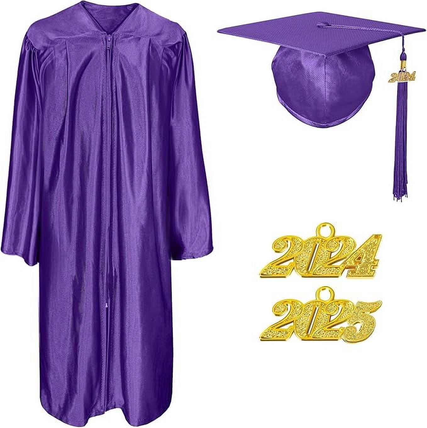 Misscom Unisex Shiny Graduation Cap Gown 2025 Year Charm Tassel Set for ...