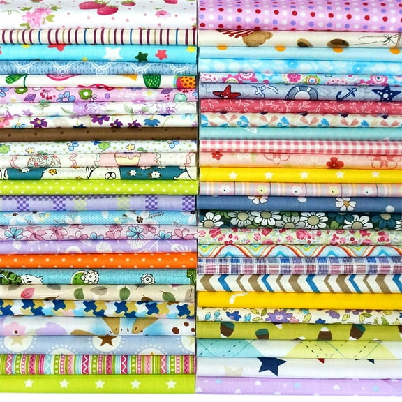 Misscrafts 50pcs 10x10 Inches Cotton Quilting Fabric Craft Supplies Top Fat Quarter Bundles Floral Precut Fabric Square for DIY Craft Patchwork