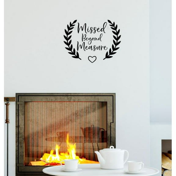 Missed Beyond Measure In Loving Memory Wall Decals - Adhesive Wall Lettering Vinyl Decal Sayings - Memorial Wall Decor - In Memory of Decals - Memory Wall Decal - Made in USA, 18x13.5-Inch, Black