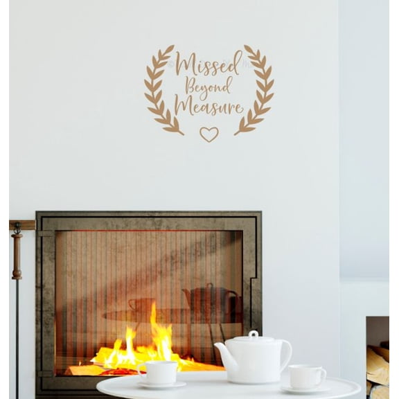 Missed Beyond Measure In Loving Memory Wall Decals - Adhesive Wall Lettering Vinyl Decal Sayings - Memorial Wall Decor - In Memory of Decals - Memory Wall Decal - Made in USA, 18x13.5-Inch, Tan
