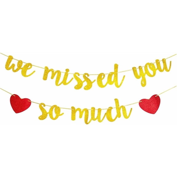 We Missed You So Much Banner Set - Gold Glitter Farewell Party Decorations Supplies Going Away Party Retirement Party Office Work Party Graduation Decoration(Gold)