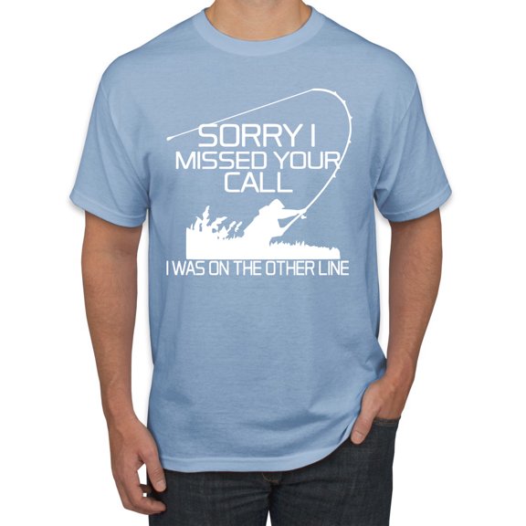 Missed Your Call Fishing Line Joke Fishing Men's Graphic T-Shirt, Light Blue, X-Large