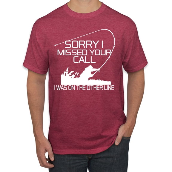 Missed Your Call Fishing Line Joke Fishing Men's Graphic T-Shirt, Vintage Heather Red, 2XL