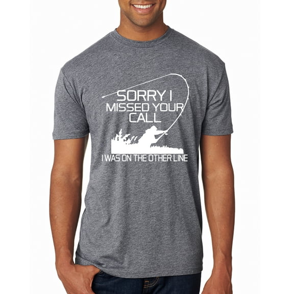 Missed Your Call Fishing Line Joke Fishing Mens Premium Tri Blend T-Shirt, Premium Heather, Large