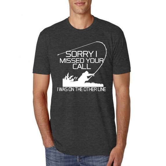 Missed Your Call Fishing Line Joke Fishing Mens Premium Tri Blend T-Shirt, Vintage Black, Large