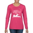 thumbnail image 1 of Missed Your Call Fishing Line Joke Fishing Womens Graphic Long Sleeve T-Shirt, Fuschia, Medium, 1 of 3
