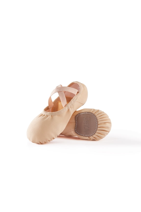 Ballet Shoes for Girl Women Canvas with Elastic Arch Ballet Slippers Dance Shoes(1,Nude)