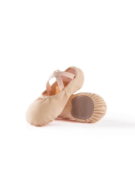 Ballet Shoes for Girl Women Canvas with Elastic Arch Ballet Slippers Dance Shoes(9T,Nude)