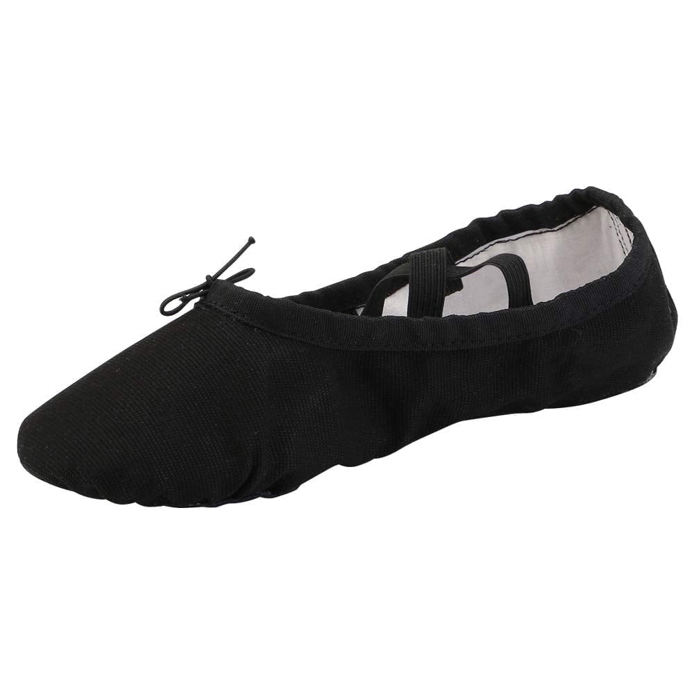 Missfiona Canvas Ballet Slippers Dance Shoes for Women Split Sole Practice Flat(7,Black)