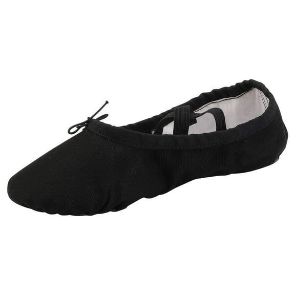 Missfiona Canvas Ballet Slippers Dance Shoes for Women Split Sole Practice Flat(8.5,Black)