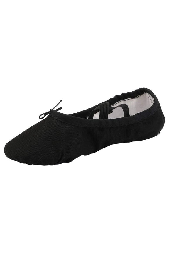 Canvas Ballet Slippers Dance Shoes for Women Split Sole Practice Flat(8.5,Black)