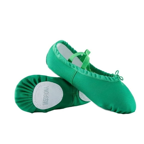 Missfiona Canvas Ballet Slippers Dance Shoes for Women Split Sole Practice Flat(9,Green)