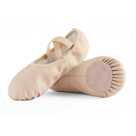 Missfiona Girl Ballet Dance Shoes Soft Leather Ballet Slippers for Toddler/Little Kid/Big Kid(4.5,Big Girl)
