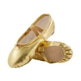 thumbnail image 1 of Missfiona Leather Ballet Shoes for Women Split Sole Flats Yoga Ballet Slippers for Dancing(10.5,Gold), 1 of 7