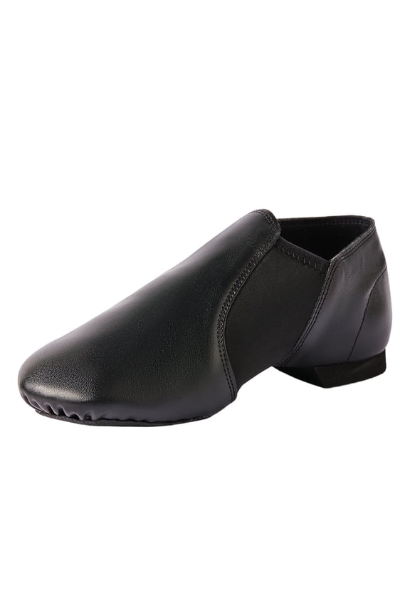 PU Leather Jazz Shoes for Girls and Boys Slip-On Dance Shoes for Little Kid/Big Kid(12,Black)