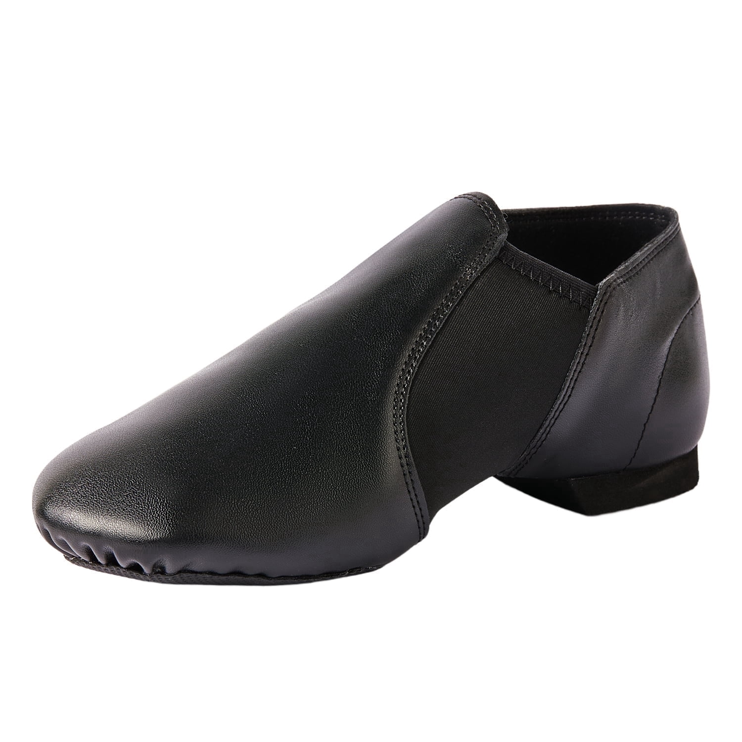 PU Leather Jazz Shoes for Girls and Boys Slip-On Dance Shoes for Little Kid/Big Kid(12,Black)
