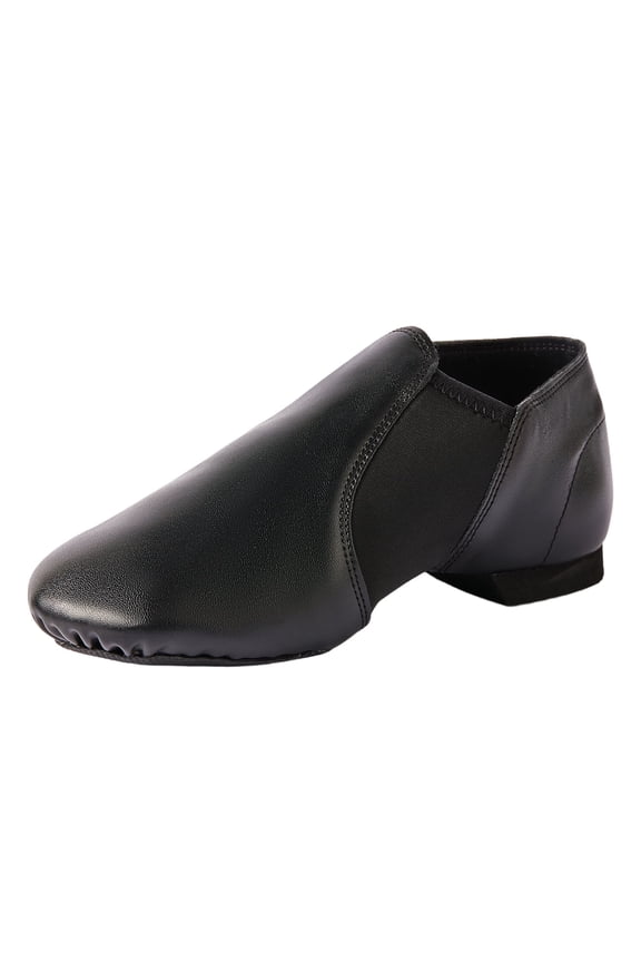 PU Leather Jazz Shoes for Girls and Boys Slip-On Dance Shoes for Little Kid/Big Kid(3,Black)