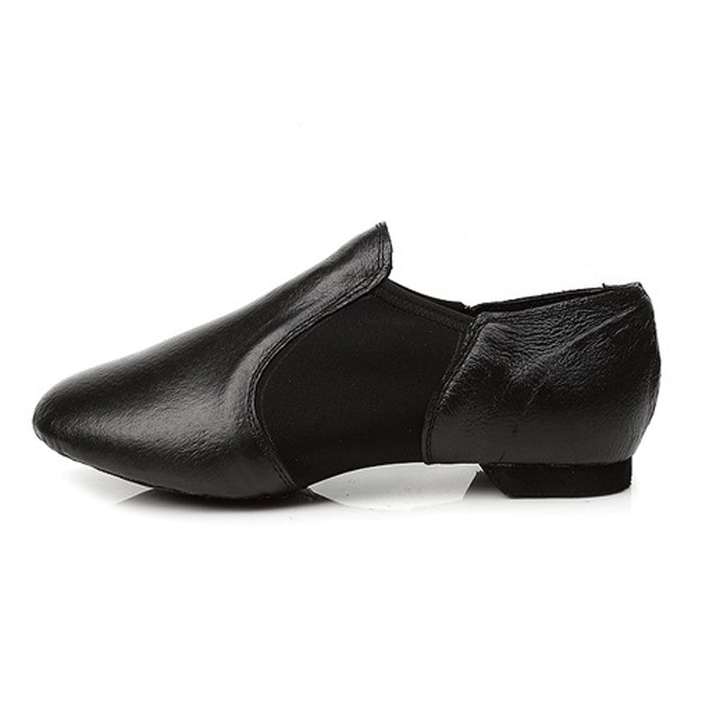 PU Leather Jazz Shoes for Girls and Boys Slip-On Dance Shoes for Little Kid/Big Kid(3,Black)