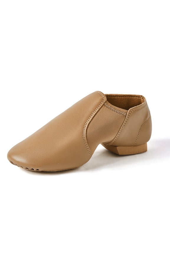 PU Leather Jazz Shoes for Girls and Boys Slip-On Dance Shoes for Little Kid/Big Kid(6.5,Brown)
