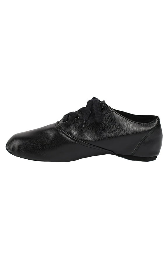 Jazz Leather Lace-up Practice Dancing Shoes for Women Split Sole(10,Black)