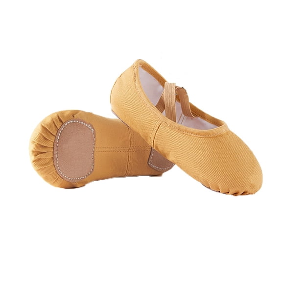 Missfiona Women's Ballet Flats Canvas Ballet Slipper Dance Yoga Practice Shoes(8,Light Tan)