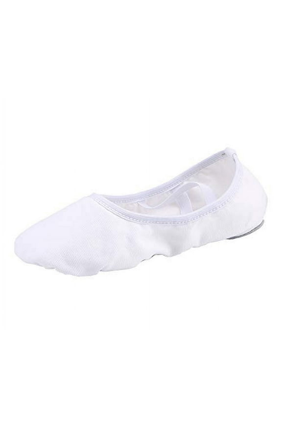 Women's Canvas Ballet Slipper Dance Yoga Practice Shoes Flat Split Sole for Adults(5,White)