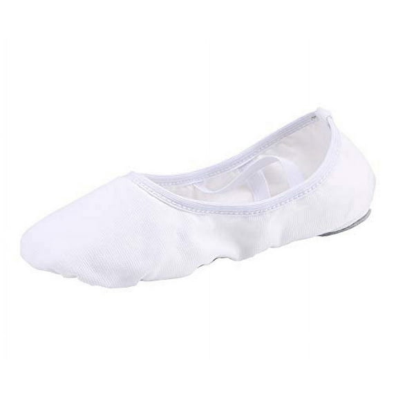 Missfiona Women's Canvas Ballet Slipper Dance Yoga Practice Shoes Flat Split Sole for Adults(5,White)