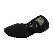 Missfiona Women's Canvas Ballet Slipper Dance Yoga Practice Shoes Flat Split Sole for Adults(7,Black)