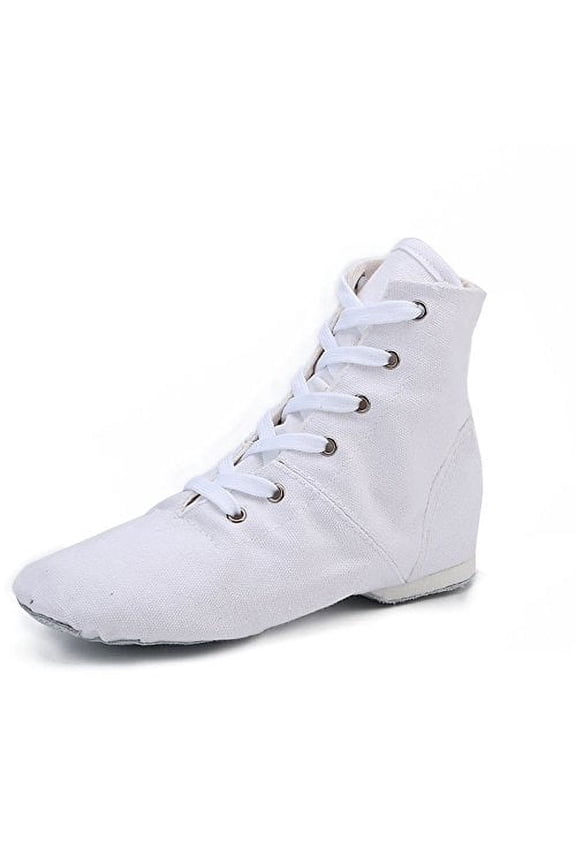 Women's Jazz Shoes over The Ankle Ballroom Ballet Dancing Shoes(5,White)