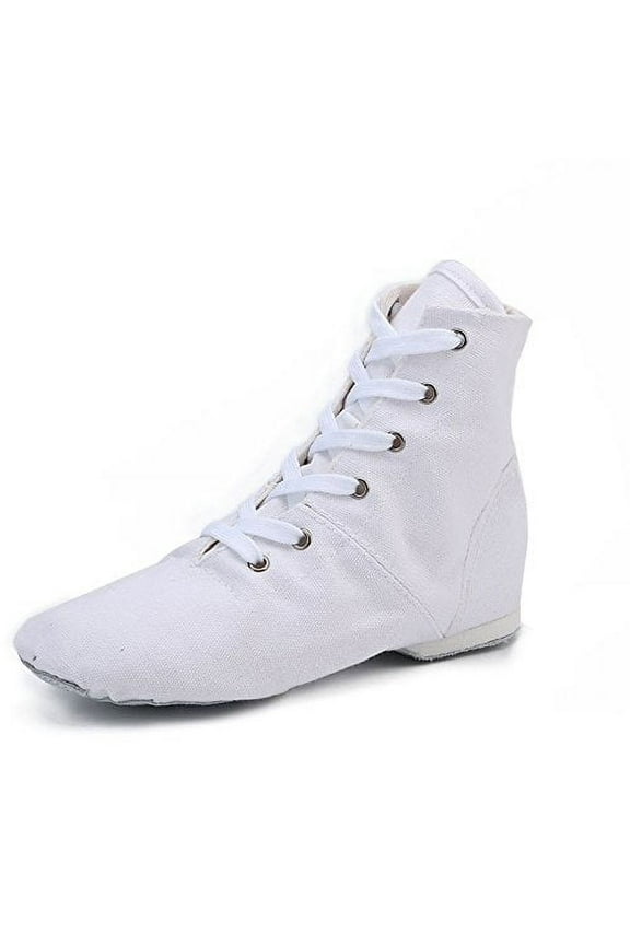 Women's Jazz Shoes over The Ankle Ballroom Ballet Dancing Shoes(6,White)