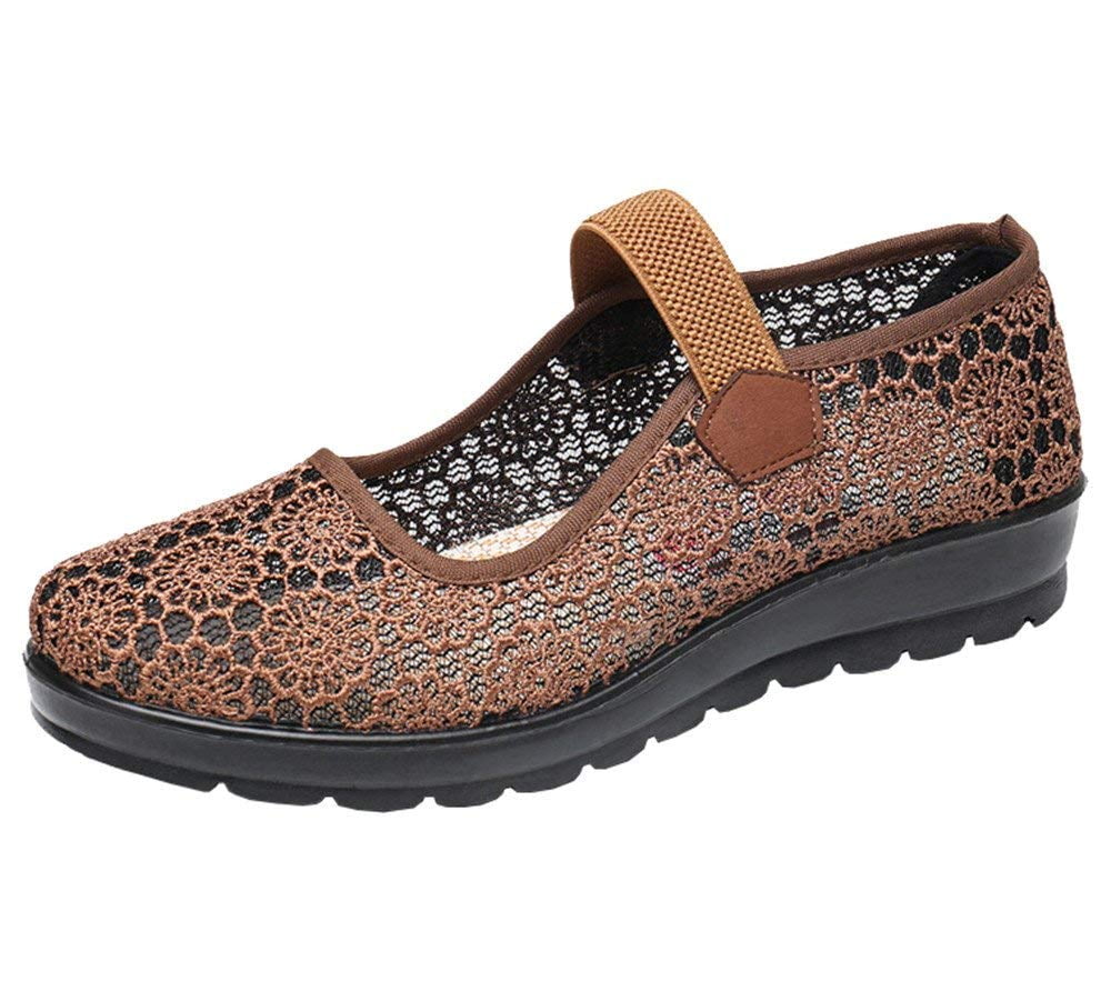 Fereshte Women's Mary Jane Kitten Heel Pumps - Hollow Out Round Toe Mid Heel Shoes With Buckle - View #11