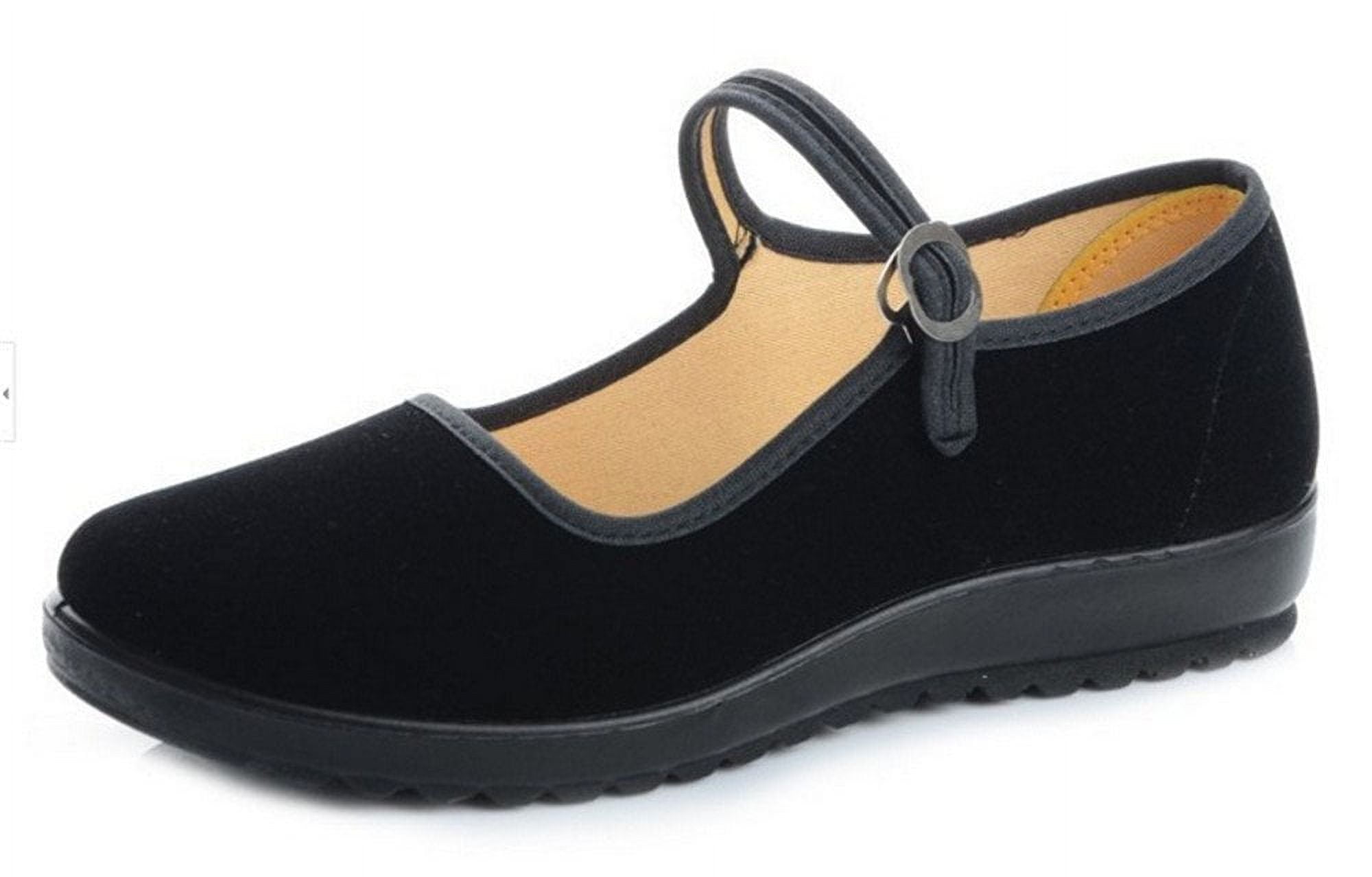 Missfiona Womens Velvet Mary Jane Shoes Wide Fit Old Beijing China Flat ...
