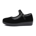 thumbnail image 1 of Missfiona Womens Velvet Mary Jane Shoes Wide Fit Old Beijing China Flat Casual Work Shoes(8,Black), 1 of 7