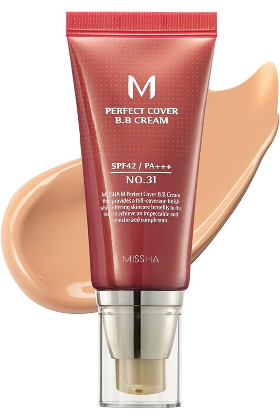 , M Perfect Cover B.B Cream, SPF 42 PA+++, No. 31 Golden Beige, 1.7 fl oz (50 ml)