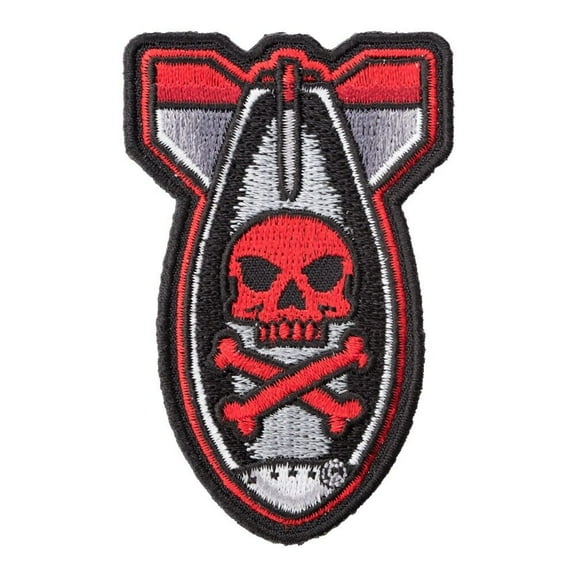 Missile Bomb Skull & Crossbones Patch,Measures 2" W x 3" H (5.1cm x 7.6cm)Warhead Bomb Patches