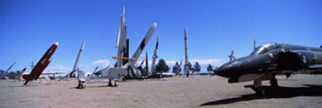 Missile and military plane at a museum White Sands Missile Range Museum Alamogordo New Mexico USA Canvas Art - Panoramic Images (36 x 12)