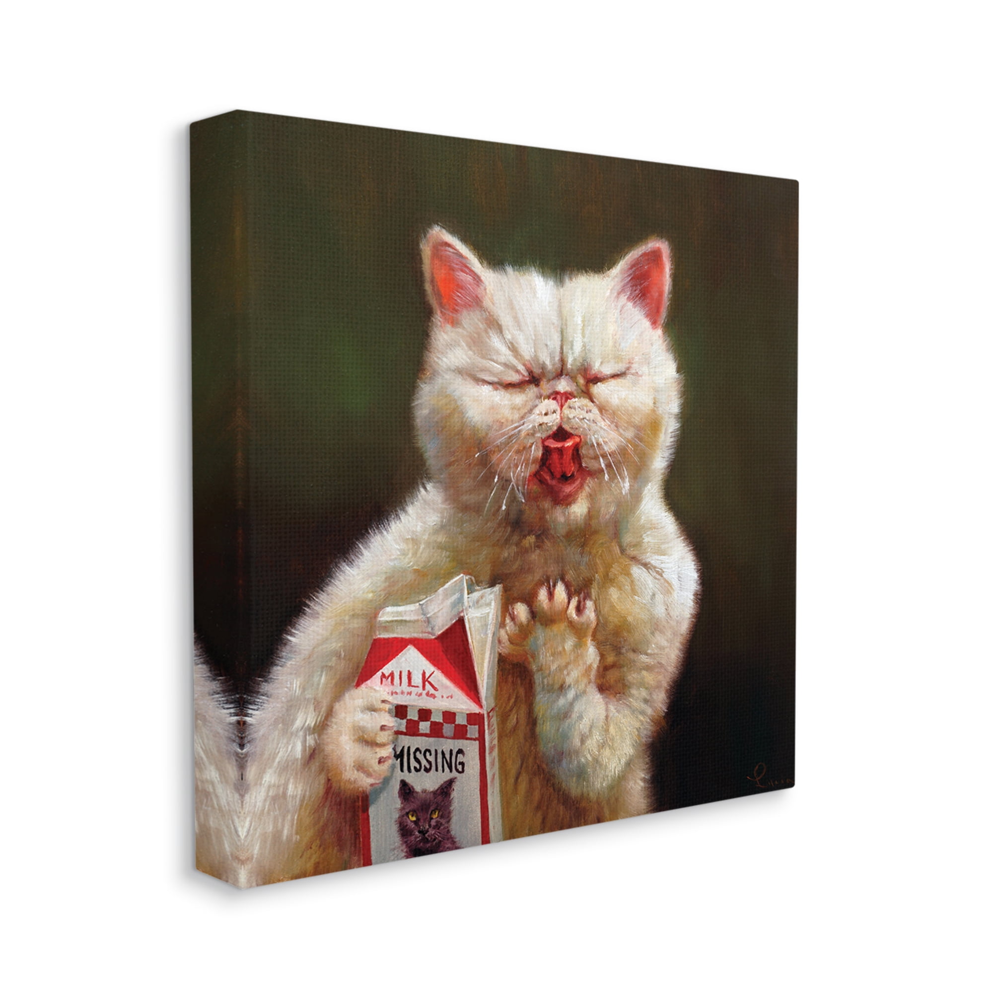 Missing Cat Milk Box Sour Face Family Pet Animals & Insects Gallery-Wrapped Canvas Print Wall Art, 17x17