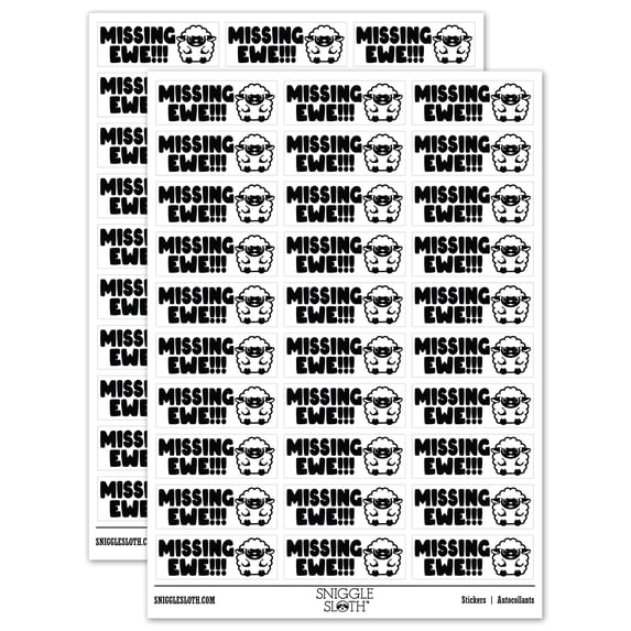 Missing Ewe You Sheep Teacher Student School Sticker Set - White - Matte Finish - 1.75" Medium