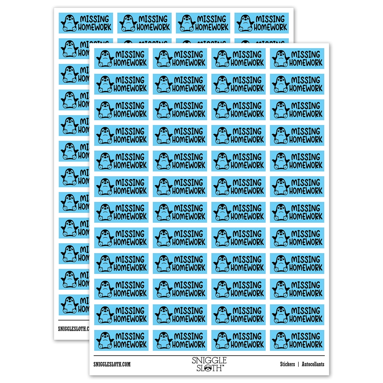 Missing Page Loading Sticker Missing Homework Penguin Teacher Student School Sticker Set - Light ...