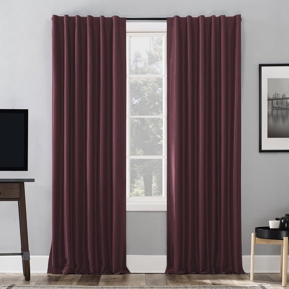 Sun Zero Evelina Faux Dupioni Silk Thermal Extreme 100% Blackout Back Tab/Rod Pocket Curtain Panel, 50"W x 84"L, Moss Green