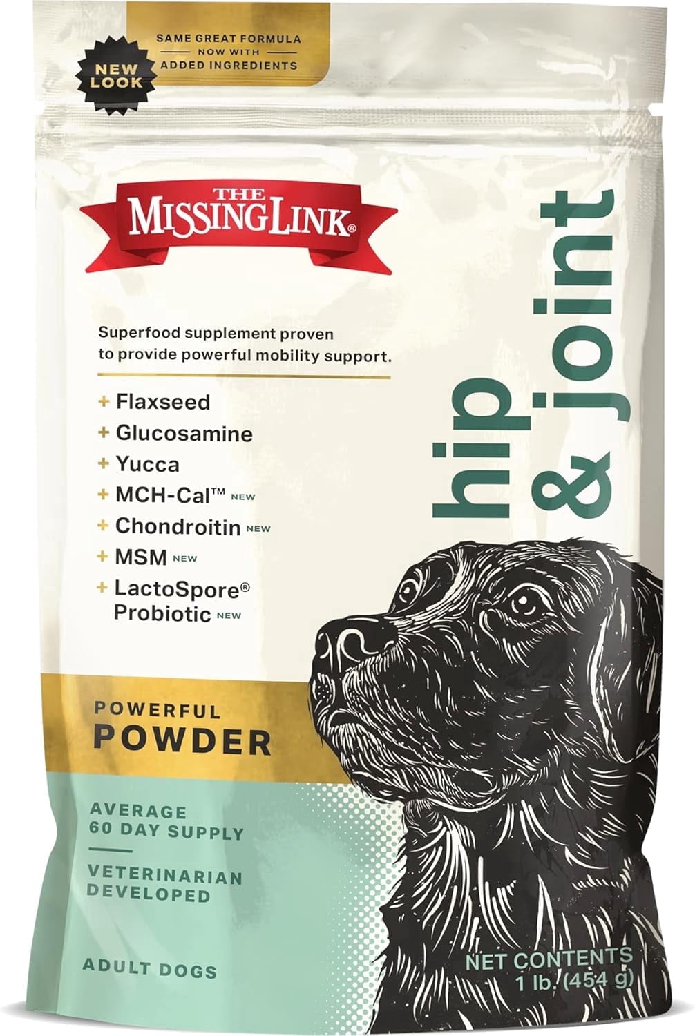 The Missing Link Superfood Powders Hips & Joints Dog Supplement 1 lb Bag