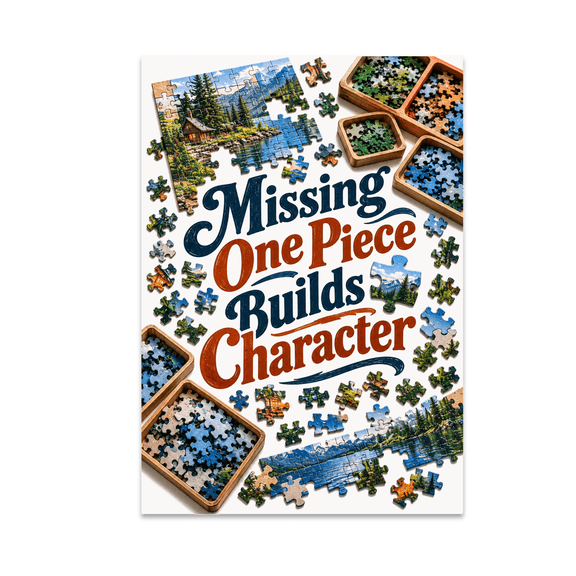 Missing One Piece Builds Character - Puzzle Solver - 13x19 Poster Print