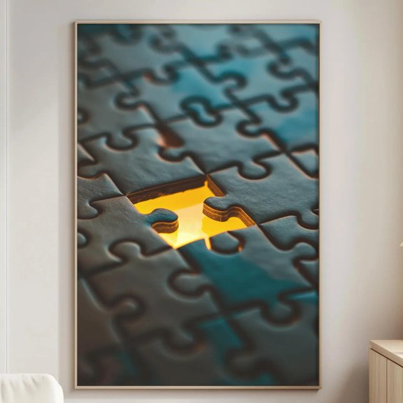 Missing Puzzle Piece Minimal Inspirational Unique Purpose Symbol Modern Office Therapy Poster , Poster Print Only