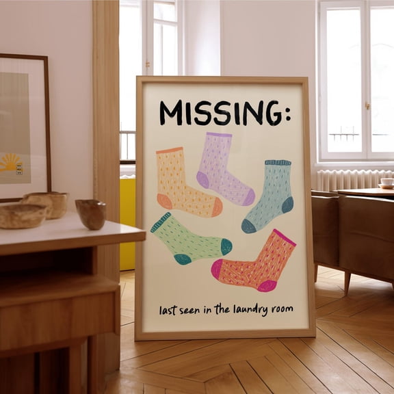 Missing Socks Laundry Room Poster Wall for Laundry Room Quirky Home Decor Trendy Maximalist Poster Gallery Wall Art