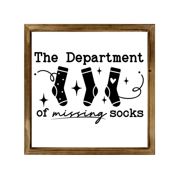 Missing Socks Sign 8x8 Inch, Rustic Farmhouse Decor Home Sign, Wall Decorations Living Room, Modern Farmhouse Wall Decor, Laundry Sign and Laundry Room Decor with Solid Wood Frame