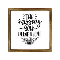 The Missing Socks Sign 8x8 Inch, Rustic Farmhouse Decor Home Sign, Wall Decorations Living Room, Modern Farmhouse Wall Decor, Laundry Sign and Laundry Room Decor with Solid Wood Frame
