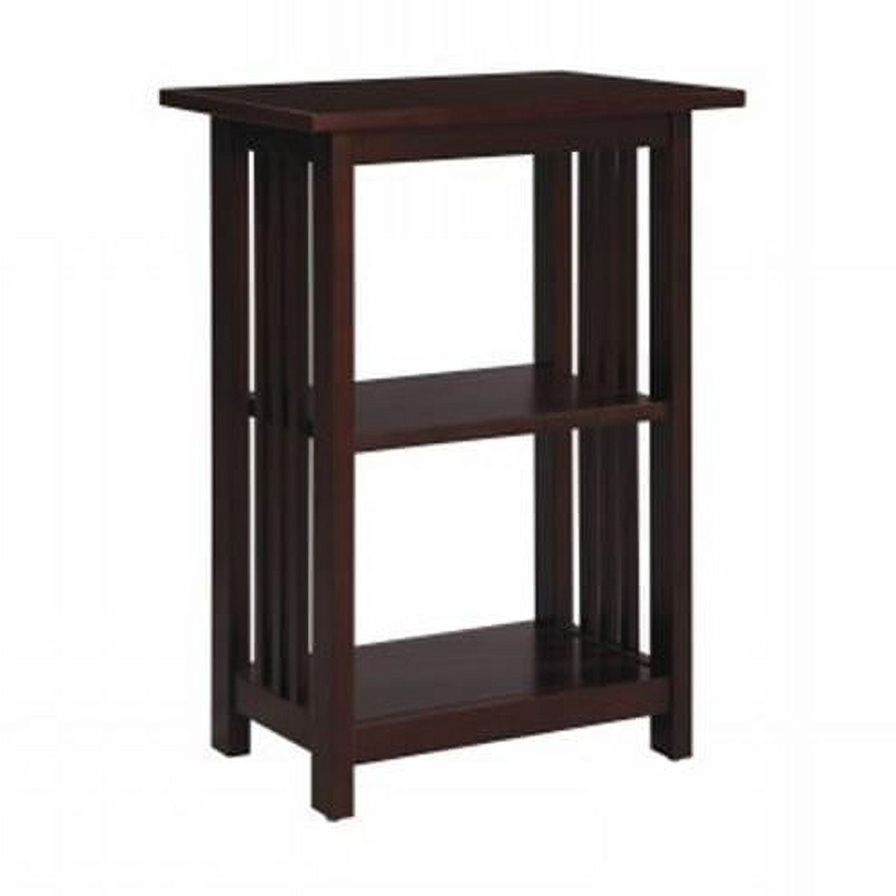 Espresso Cherry Wood Small 2-Shelf End Table