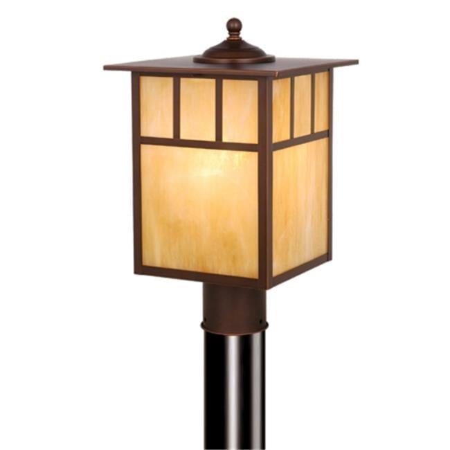 Mission Burnished Bronze Outdoor Post Light with Honey Opal Glass