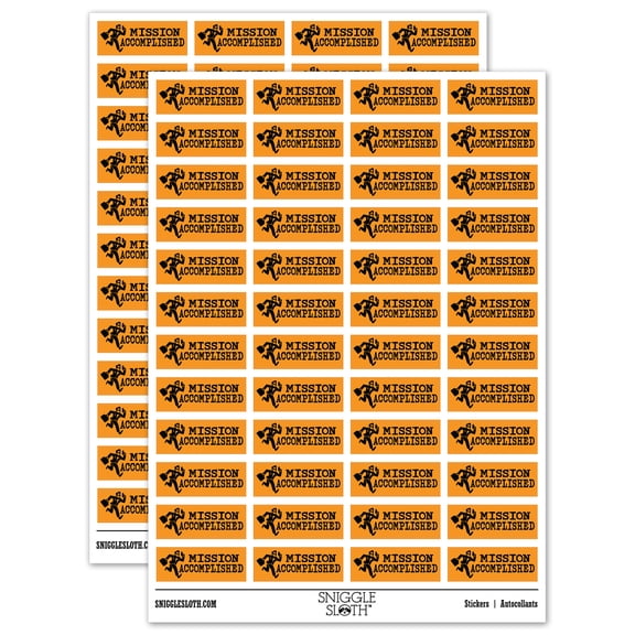 Mission Accomplished Spy Teacher Student School Sticker Set - Orange - Gloss Finish - 1.25" Mini